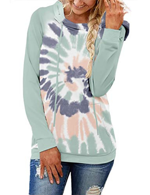 onlypuff Ombre Tie Dye Hoodies for Women Loose Sweatshirt Hooded Tunic Tops Pocket Shirts Green XXL onlypuff Ombre Tie Dye Hoodies for Women Loose Sweatshirt Hooded Tunic Tops Pocket Shirts Green XXL