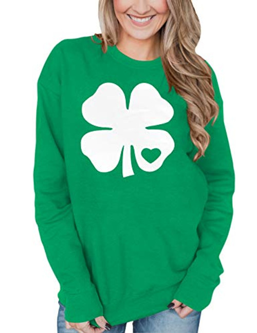 St Patricks Day Women Long Sleeve Irish Green Shirt Casual Graphic Clover Sweatshirt XL St Patricks Day Women Long Sleeve Irish Green Shirt Casual Graphic Clover Sweatshirt XL