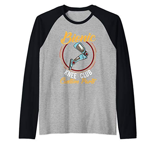 Bionic Knee Club Custom Parts Knee Replacement Funny Gift Raglan Baseball Tee