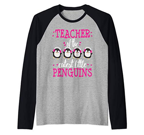 Teacher of The Cutest Little Penguins Kindergarten Preschool Raglan Baseball Tee