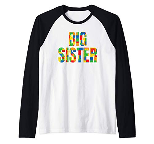 Big Sister Brick Master Builder Building Blocks Set Family Raglan Baseball Tee