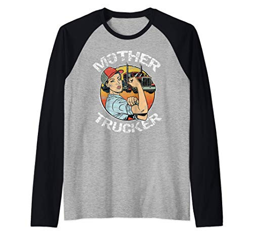 Mother Trucker Female CDL Semi Truck Driver Raglan Baseball Tee