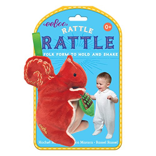 eeBoo Soft Plush Baby Rattle, Squirrel