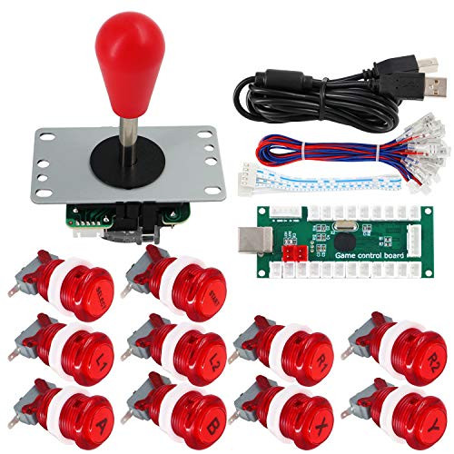 SJAJX Arcade Game Controller DIY Kit Buttons with Logo Coin X Y Start Select 8 Way Joystick USB Encoder for PC MAME Raspberry Pi