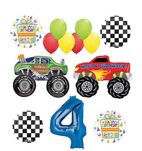 Mayflower Monster Truck Party Supplies 4th Birthday Balloon Bouquet Decorations