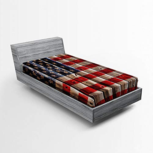 Ambesonne 4th of July Fitted Sheet Rustic Backdrop with American Flag Design Wooden Boards Design Soft Decorative Fabric Bedding All-Round Elastic Pocket Twin Vermilion Navy Ambesonne 4th of July Fitted Sheet Rustic Backdrop with American Flag Design Wooden Boards Design Soft Decorative Fabric Bedding All-Round Elastic Pocket Twin Vermilion Navy