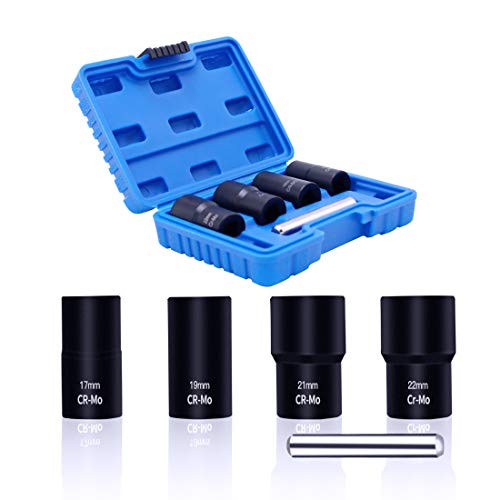 MacWork  5-Piece Twist Socket Set Lug Nut Remover Extractor Tool Metric Bolt and Lug Nut Extractor Socket Tools