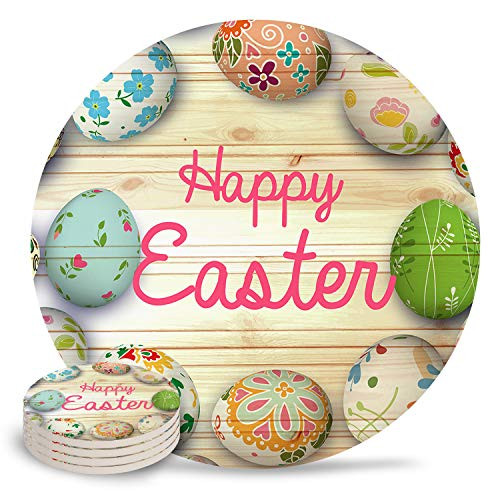 Ceramic Coaster 4-Piece Absorbent Stone Coasters with Cork Base Happy Easter with Vivid Eggs Coasters Mats for Cold Drinks Coffee Mugs Glass Cup Place Ceramic Coaster 4-Piece Absorbent Stone Coasters with Cork Base Happy Easter with Vivid Eggs Coasters Mats for Cold Drinks Coffee Mugs Glass Cup Place