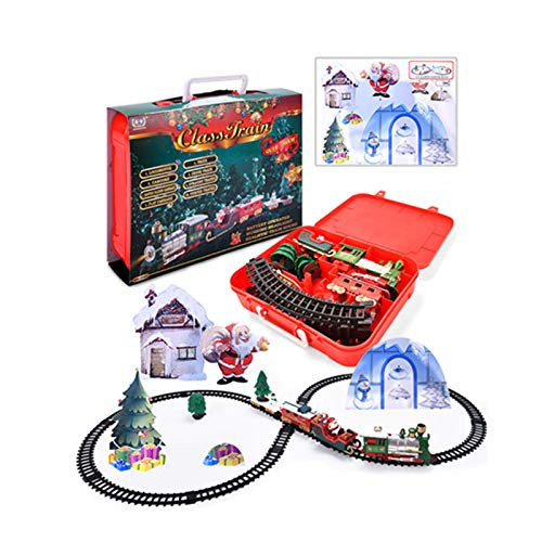 MALLOOM Christmas Train Set with Lights and Sounds Round Railway Tracks Around The Christmas Tree Xmas Toys Train Gift for Kids Boys and Girls Battery Operated Multicolor B MALLOOM Christmas Train Set with Lights and Sounds Round Railway Tracks Around The Christmas Tree Xmas Toys Train Gift for Kids Boys and Girls Battery Operated Multicolor B