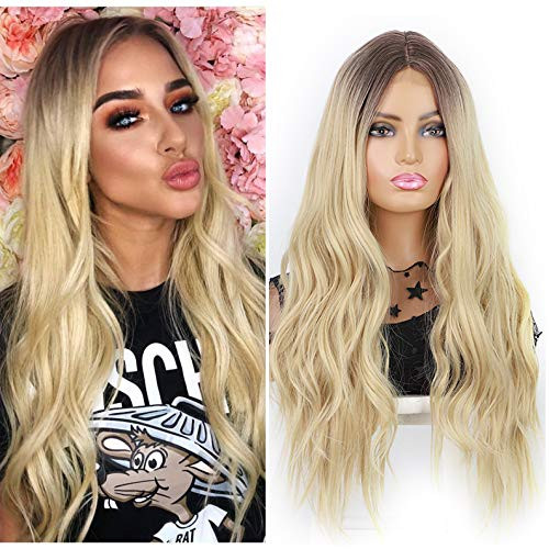 AISI HAIR Blonde Wig Long Wavy Middle Part Natural Hairline Dark Roots Blonde Wigs Curly for Women Girls Heat Resistant Fiber Synthetic Wig for Daily Use Dark Roots Blonde AISI HAIR Blonde Wig Long Wavy Middle Part Natural Hairline Dark Roots Blonde Wigs Curly for Women Girls Heat Resistant Fiber Synthetic Wig for Daily Use Dark Roots Blonde