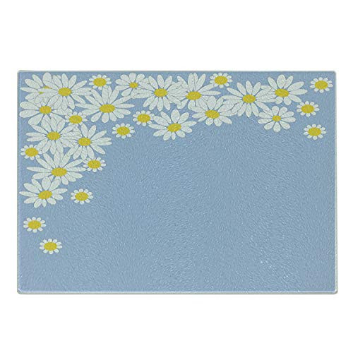 Lunarable Daisy Cutting Board Design of Many Flowers Interpretation Blossom Chamomiles Spring Vibes Decorative Tempered Glass Cutting and Serving Board Small Size Pale Ceil Blue and Yellow Lunarable Daisy Cutting Board Design of Many Flowers Interpretation Blossom Chamomiles Spring Vibes Decorative Tempered Glass Cutting and Serving Board Small Size Pale Ceil Blue and Yellow
