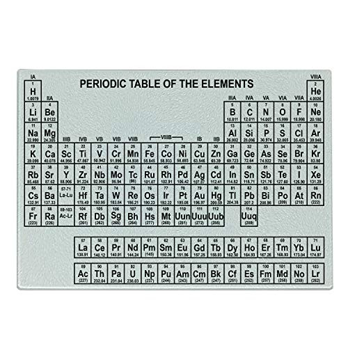Ambesonne Periodic Table Cutting Board Monochrome Simple Science Chemistry Elements for Students Class Image Decorative Tempered Glass Cutting and Serving Board Small Size Black and White