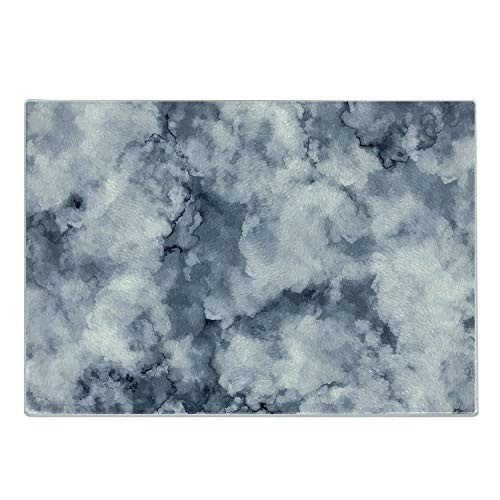 Ambesonne Marble Cutting Board Cloudy Stylized Artistic Marble Pattern with Foggy Effects Abstract Display Decorative Tempered Glass Cutting and Serving Board Small Size Cadet Blue Dust
