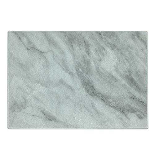 Ambesonne Marble Print Cutting Board Marble Surface Textured Cracks and Veins Shady Limestone Ceramic Decorative Tempered Glass Cutting and Serving Board Small Size Grey Dust