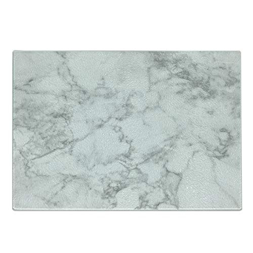 Ambesonne Marble Cutting Board Nature Granite Pattern with Cloudy Spotted Trace Effects Marble Artistic Image Decorative Tempered Glass Cutting and Serving Board Small Size Pale Grey Dust