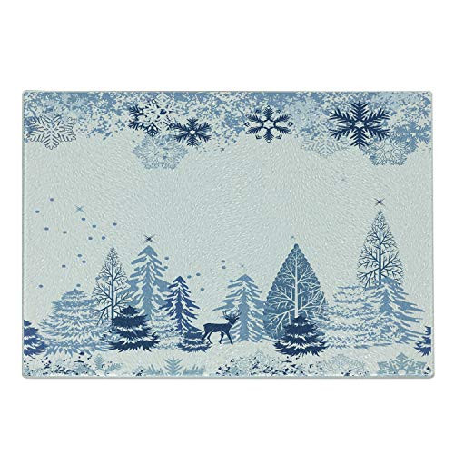 Ambesonne Winter Cutting Board Winter Scene with Deer Frozen Trees and Snow Christmas Season Pine Trees Bushes Decorative Tempered Glass Cutting and Serving Board Small Size Blue White Ambesonne Winter Cutting Board Winter Scene with Deer Frozen Trees and Snow Christmas Season Pine Trees Bushes Decorative Tempered Glass Cutting and Serving Board Small Size Blue White