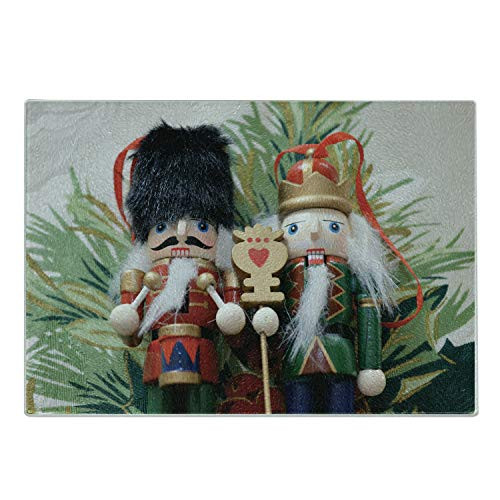 Lunarable Nutcracker Cutting Board Photo of Christmas Themed Toy with Clothes Hats and Mustaches Decorative Tempered Glass Cutting and Serving Board Small Size Multicolor Lunarable Nutcracker Cutting Board Photo of Christmas Themed Toy with Clothes Hats and Mustaches Decorative Tempered Glass Cutting and Serving Board Small Size Multicolor