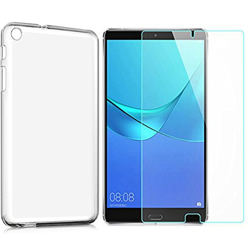 MYLB Huawei MediaPad M5 8.4 Case Cover,With Huawei MediaPad M5 8.4 Screen Protector 2 in 1 TPU Silicone Case with 9H tempered glass screen protector (Transparent)