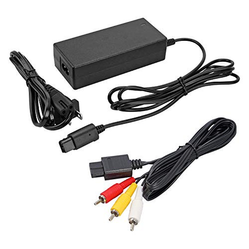 Jadebones Gamecube Replacement Cables Set AC Power Adapter Block Composite AV Cable for Gamecube NGC Console
