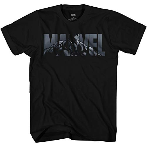 Marvel Logo Black Panther Avengers Super Hero Adult Graphic Mens T-Shirt  Black XX-Large