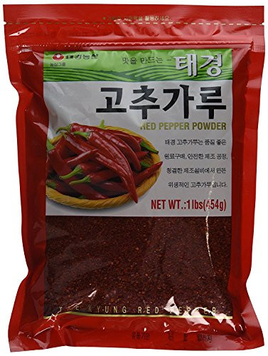 Tae-kyung Korean Red Chili Pepper Flakes Powder Gochugaru 1 Pound Pack  1 lb x 2