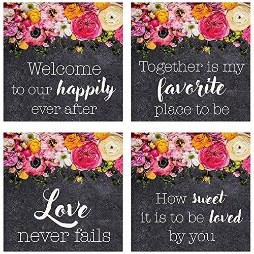 Carson Floral Love Square House Coaster Set Home Decor