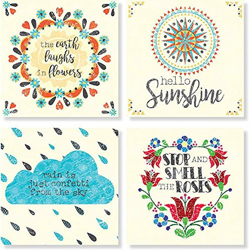 Carson Folk Square House Coaster Set