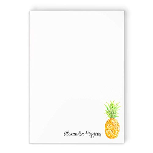 PAINTED PINEAPPLE NOTEPAD - Personalized Custom Printed Cute Watercolor Fruit Stationery Preppy Stationary Note Pad To Do List Jotter