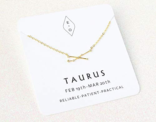 Taurus Necklace Zodiac Constellation Horoscope Necklace Astrology Gifts for Women Gold-Plated 18 inch Taurus Necklace Zodiac Constellation Horoscope Necklace Astrology Gifts for Women Gold-Plated 18 inch