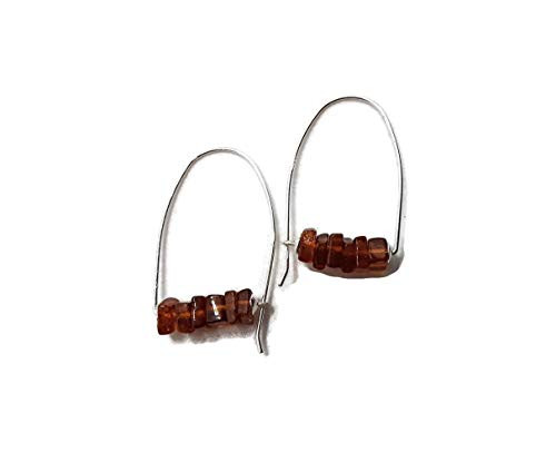 January Birthstone Hessonite Garnet Sterling Silver Modern Hoop Earrings January Birthstone Hessonite Garnet Sterling Silver Modern Hoop Earrings