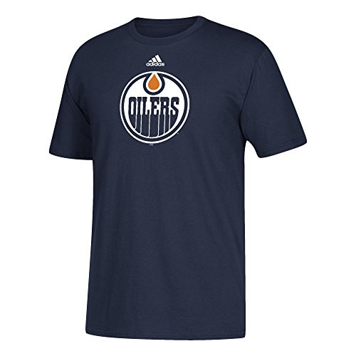 NHL Edmonton Oilers Adult Primary Logo Stand Out S Tee Medium Dark Navy