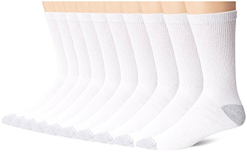 Hanes Classics Mens White Crew Socks 10-Pack_White_10-13