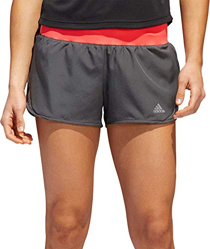 adidas Womens Run it Running Shorts - Grey Shock Red Medium