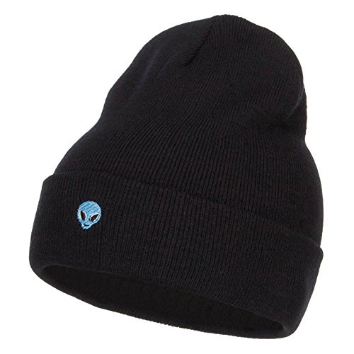 e4Hats.com Mini Alien Embroidered Long Beanie - Black OSFM