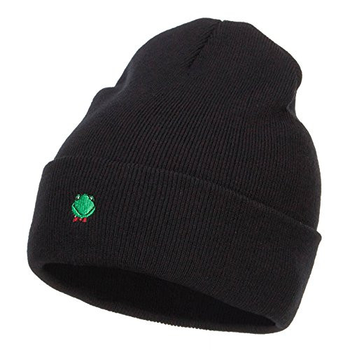 e4Hats.com Mini Frog Embroidered Long Beanie - Black OSFM