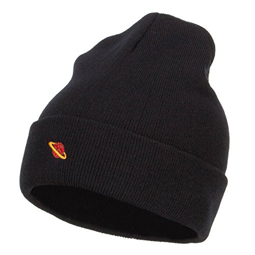 Mini Saturn Embroidered Long Beanie - Black OSFM