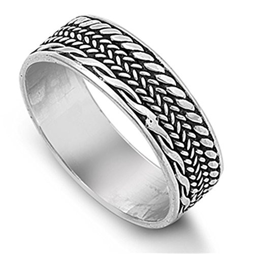 Bali Weave Braided Rope Thumb Ring New .925 Sterling Silver Band Size 9