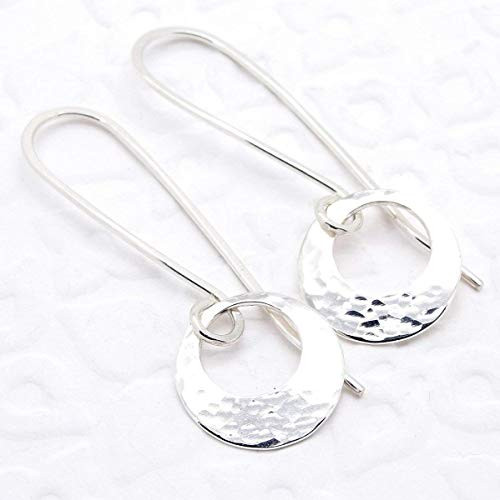 Little 1 2 Inch Sterling Silver Hammered Disc Earrings with Peephole