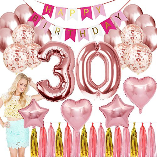 30th Birthday Decorations Party Supplies Dirty Thirty Balloons Rose Gold Banner Happy 30 Bday