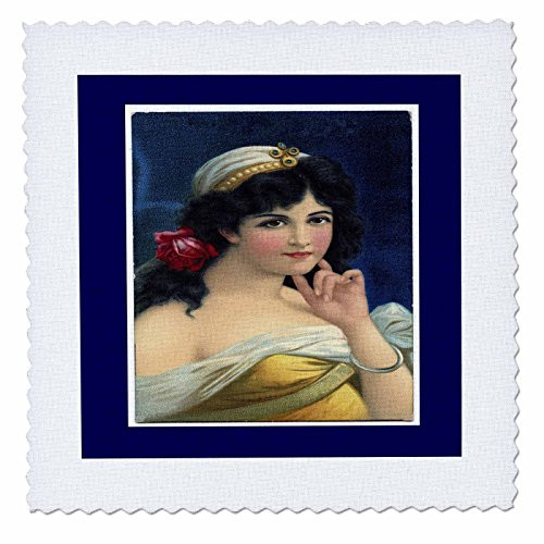 3dRose Valentine Folk Art Whimsical Heart Flower Garden with Cat Purple Background - Quilt Square 14 by 14-Inch  qs_37499_5