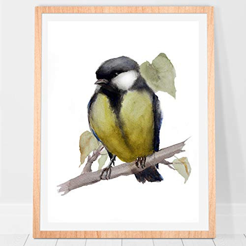 Titmouse Watercolor PRINT art Bird print for nursery. Fine art Animal Woodland Prints Forest wildlife Home decor bird art print 8.25 x 11.75 inches Unframed