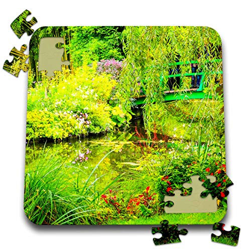 3dRose Monets Garden with Japanese influenced Pond and Arched Wooden Bridge - Puzzles  pzl_330066_2