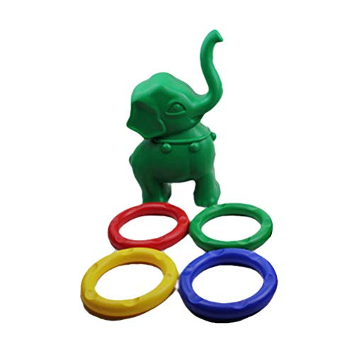 Toyvian Elephant Garden Quoits Set Ring Toss Kids Game Pegs Throwing Game Random Color