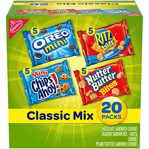 Nabisco Classic Mix Variety Pack OREO Mini CHIPS AHOY Mini Nutter Butter Bites RITZ Bits Cheese 20 Snack Packs - PACK OF 2 Nabisco Classic Mix Variety Pack OREO Mini CHIPS AHOY Mini Nutter Butter Bites RITZ Bits Cheese 20 Snack Packs - PACK OF 2