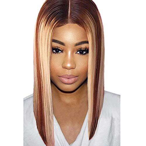 Weite Women Girls Mixed Color Middle Part Shoulder Length Natural Straight Synthetic Full Wig with - 16 Inches Premium Replacement Hair Heat Resistant Fiber Daily Party Wigs  Gold Weite Women Girls Mixed Color Middle Part Shoulder Length Natural Straight Synthetic Full Wig with - 16 Inches Premium Replacement Hair Heat Resistant Fiber Daily Party Wigs  Gold