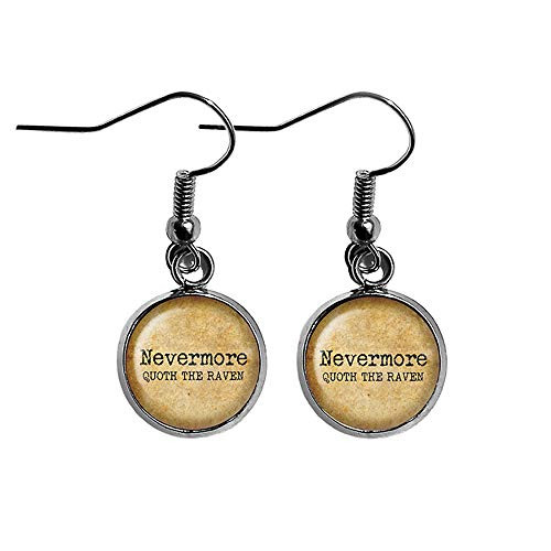 Edgar Allan Poe Nevermore Quoth the Raven Surgical Steel Earrings
