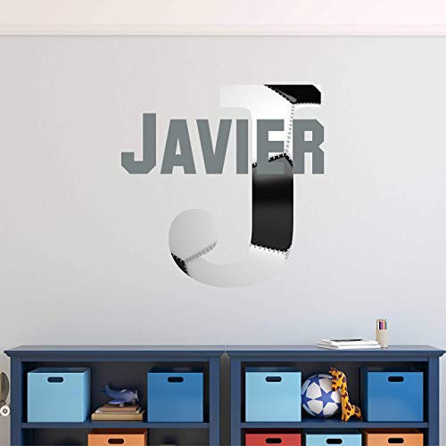 Custom Name Soccer Wall Decal - Boys Girls Personalized Name Soccer Sports Wall Sticker - Custom Name Sign - Custom Name Stencil Monogram - Boys Girls Room Wall Decor 