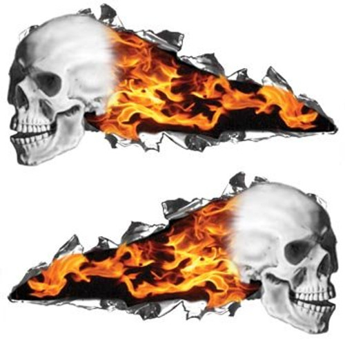 Flaming Ripped Skull Flames Inferno - 6 inch h x 12 inch w Flaming Ripped Skull Flames Inferno - 6 inch h x 12 inch w