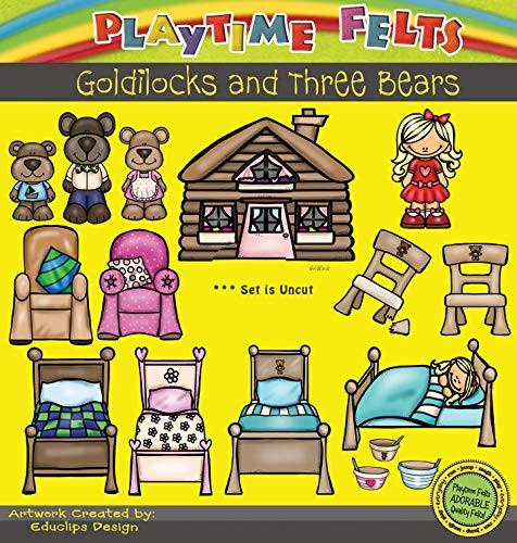 Playtime Felts Goldilocks and the Three Bears Felt Set   16 Adorable Felt Figures for Flannel Board Teaching for Toddlers Preschoolers and Kindergarten - Large Uncut Felt Characters