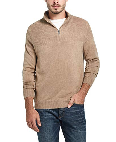 Weatherproof Mens Sweater 1 2 Zip Pullover Soft Touch Beige XL